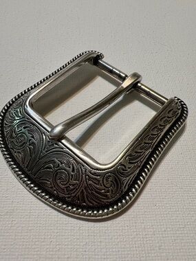 Western Engraved Silver Belt Buckle
